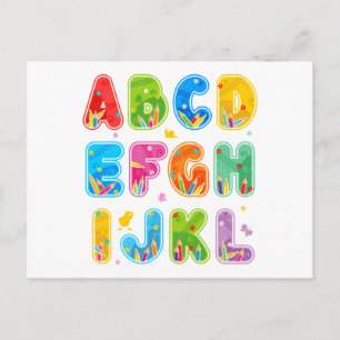 Gedecormeerde ABC-set, letters A-L Briefkaart