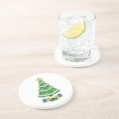 Gedecormeerde kerstboom, 8-bits videogame Style, c Zandsteen Onderzetter (Zijkant)