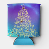 Gedecormeerde kerstboom Blauw en witte versiering Blikjeskoeler (Voorkant)