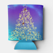 Gedecormeerde kerstboom Blauw en witte versiering Blikjeskoeler (Achterkant)