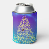 Gedecormeerde kerstboom Blauw en witte versiering Blikjeskoeler (Blikje Achterkant)