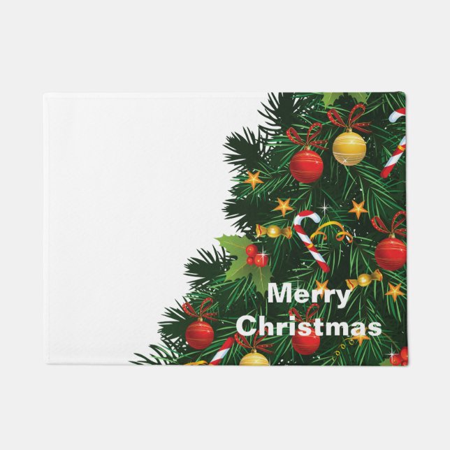 Gedecormeerde kerstboom deurmat (Voorkant)