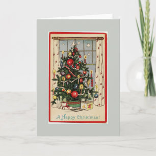 gedecormeerde kerstboom grijs feestdagen kaart