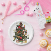  gedecormeerde kerstboom papieren bordje (Feest)