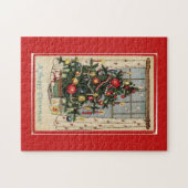  gedecormeerde kerstboom rood legpuzzel (Horizontaal)