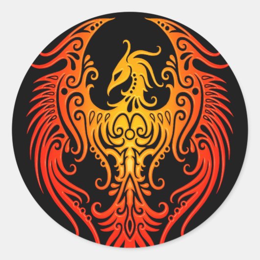 Gedecormeerde tribale Phoenix Ronde Sticker (Voorkant)