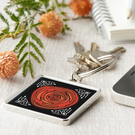 Gedecotificeerd Roos (Premium Square) Sleutelhanger (Zijkant)