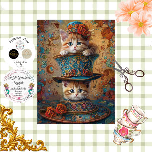 Gedecoupeerde Whimsical Kittens Herfst Festival Tissuepapier