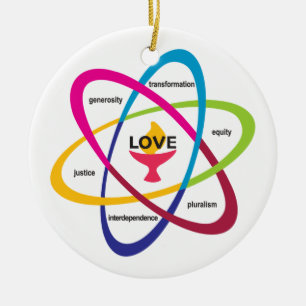 Gedeelde waarden Atom - Unitarian Universalist Ass Keramisch Ornament