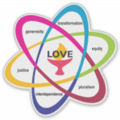 Gedeelde waarden Atom - Unitarian Universalist Ass Sticker (Voorkant)