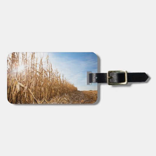 Gedeeltelijk geoogste Corn-veld Bagagelabel (Voorkant horizontaal)
