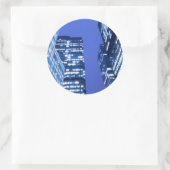 Gedefocuseerd naar boven uitzicht van kantoor die  ronde sticker (Tas)