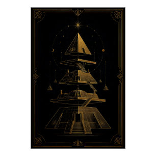 Gedekomponeerde Gouden Piramides Egyptische Kunst Perfect Poster