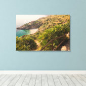Gedekt strand in Lo Zingaro, Sicilië Canvas Afdruk (Insitu (Houten vloer))