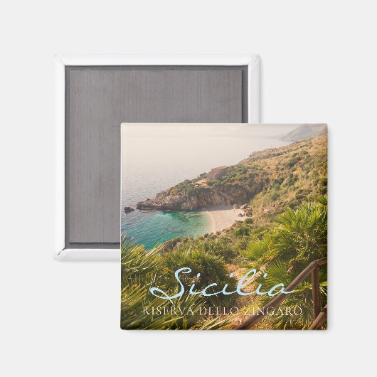 Gedekt strand in Lo Zingaro, Sicilië Magneet (Voorkant / Achterkant)