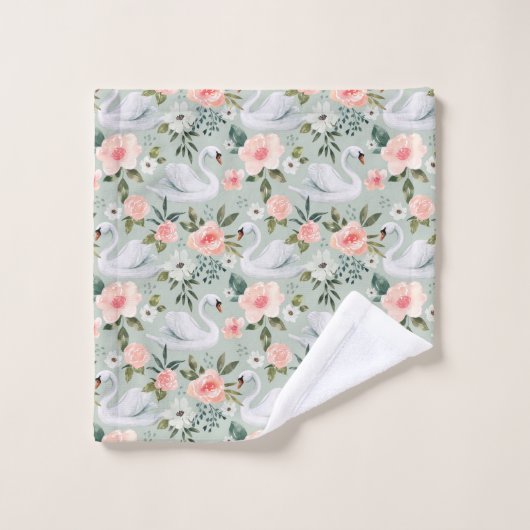 Gedekte bloemen en zwoegen bad handdoek (Wasdoekje)