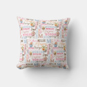 Gedekte bloemen met naam en monogram collage kussen (Voorkant)