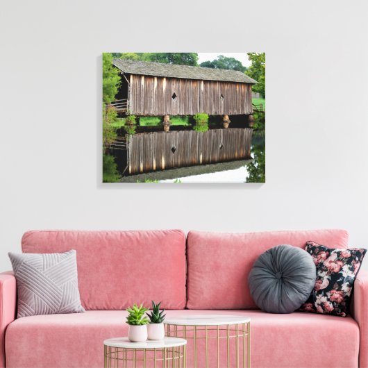 Gedekte Bridge University of West Alabama Campus Canvas Afdruk (Insitu (Woonkamer))