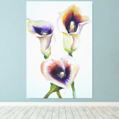 Gedekte Calla Lillies Beauful Blomning Bouquet Canvas Afdruk (Insitu (Houten vloer))