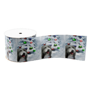 Gedekte Collie Kerstmis Grosgrain Lint