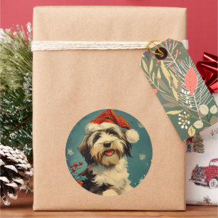 Gedekte Collie Kerstmis Ronde Sticker