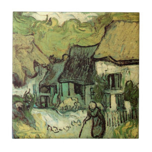 Gedekte Cottages in Jorgus door Vincent van Gogh Tegeltje