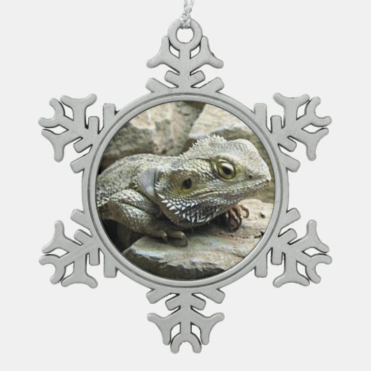Gedekte draak tin sneeuwvlok ornament (Voorkant)