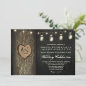 Gedekte Initialen Jars Oak Tree Wedding Invitation Kaart (Staand voorkant)