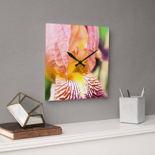 Gedekte Iris Vierkante Klok (Kantoor)