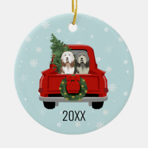 Gedekte kerstmis met Collie Keramisch Ornament