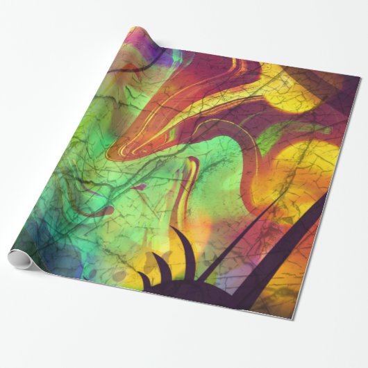 Gedekte nevel — Vuuroptische Abstract Cadeaupapier (Uitgerold)
