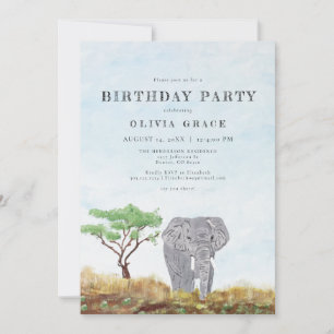 Gedekte olifant Verblijf Wild Safari Birthday Part Kaart