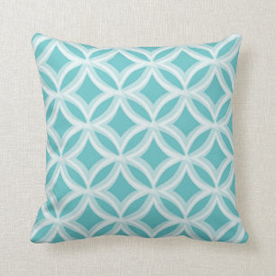 Gedekte Quatrefoil Pattern Aqua Blue Kussen