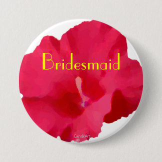 Gedekte rode hibiscus ronde button 7,6 cm