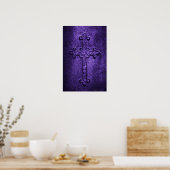 Gedekte Stone Gothic Cross in Paars Poster (Keuken)