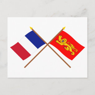 Gedekte vlaggen van Frankrijk en Aquitaine Briefkaart