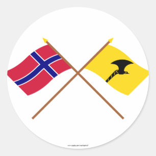 Gedekte vlaggen van Noorwegen en Telemark Ronde Sticker