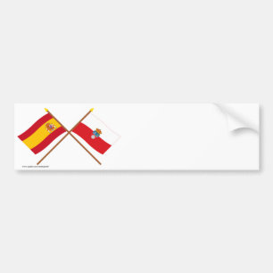 Gedekte vlaggen van Spanje en Cantabrië Bumpersticker