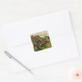 Gedekte zandsteen Cottages van Vincent van Gogh Vierkante Sticker (Envelop)