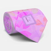 Gedemd Amethyst Raspberry vertrekt Monogram Wedden Stropdas (Opgerold)