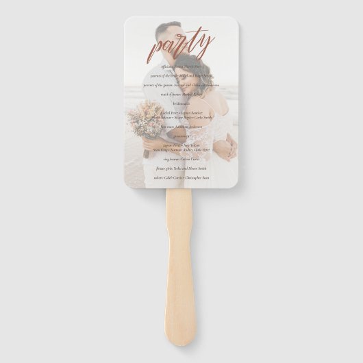 Gedemd Roos Pampas Terracotta Boho Wedding Program Handwaaier (Achterkant)