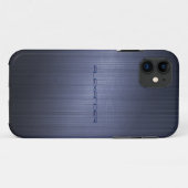 Gedempt blauw metallic look patroon-monogram Case-Mate iPhone case (Achterkant (horizontaal))