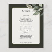 Gedempt groen blad gepersonaliseerd bruiloft menu (Voorkant)