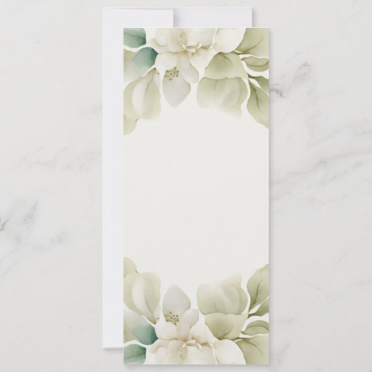 Gedempt groen blad gepersonaliseerde bruiloft menu kaart (Achterkant)