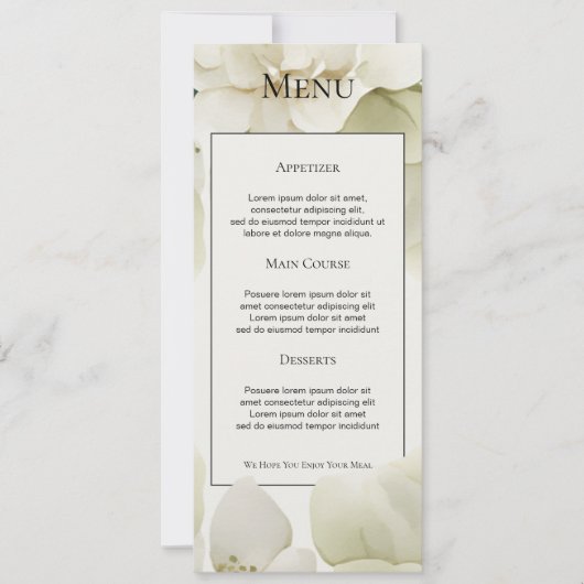 Gedempt groen blad gepersonaliseerde bruiloft menu kaart (Voorkant)