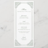  gedempt groen Lijst bruiloft menu + Dank u (Voorkant)