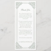  gedempt groen Lijst bruiloft menu + Dank u (Achterkant)