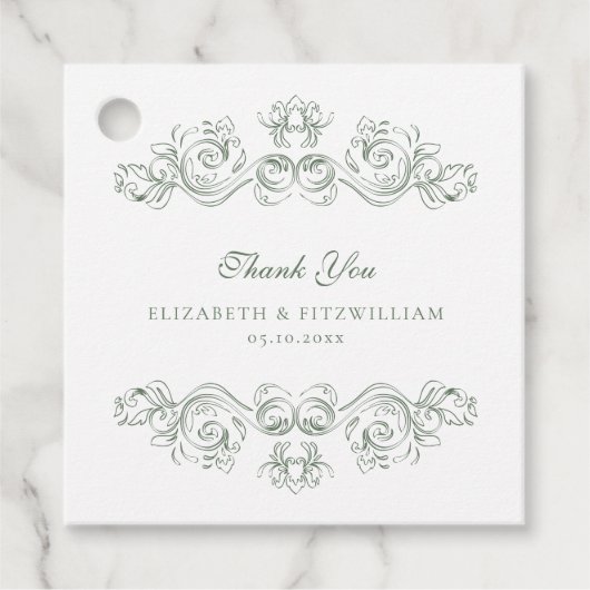  gedempt groen  Lijst Dank u Bedankjes Labels (Voorkant)