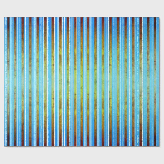 Gedempt groen, wit en Blauwgroen gestreept Cadeaupapier (Vlak)