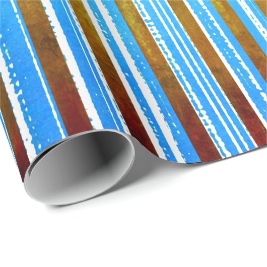 Gedempt groen, wit en Blauwgroen gestreept Cadeaupapier (Rol Hoek)